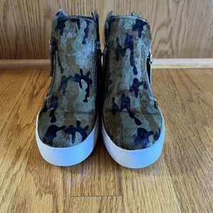 ALL BLACK Brand Calf fur Camo high top sneaker EU‎ 36 Green Black CAMOUFLAGE